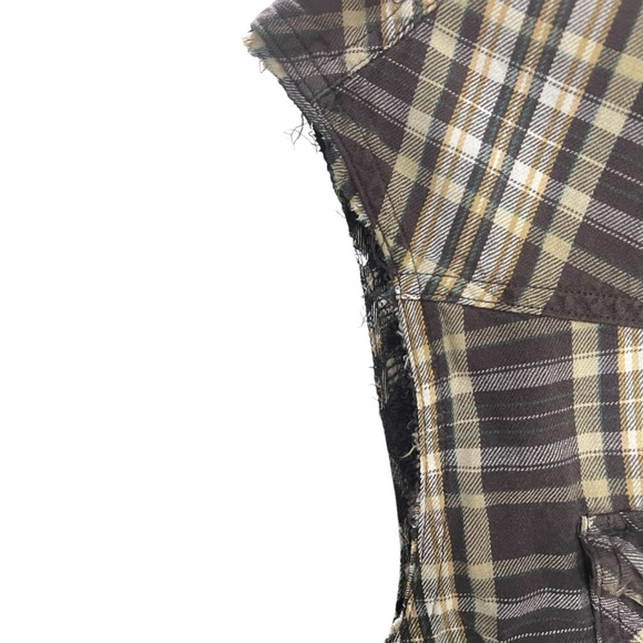 DAKOTA Plus Size Sleeveless Shirt Men Plaid Brown Cowboy Tank Top Country Style - Picture 9 of 9